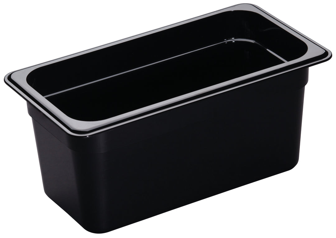 Cambro Camwear 6.93 Inch X 12.75 Inch X 6 Inch 5.6 Quart One Third Size Black Polycarbonate Food Pan-1 Each