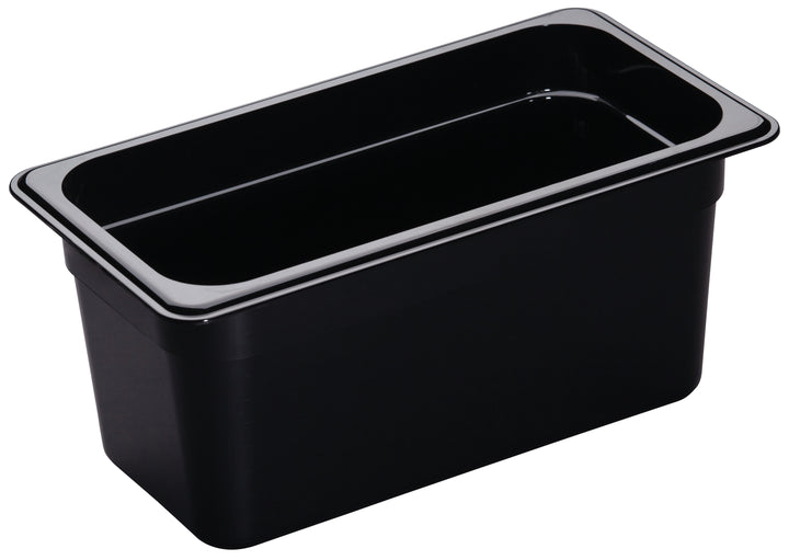 Cambro Camwear 6.93 Inch X 12.75 Inch X 6 Inch 5.6 Quart One Third Size Black Polycarbonate Food Pan-1 Each