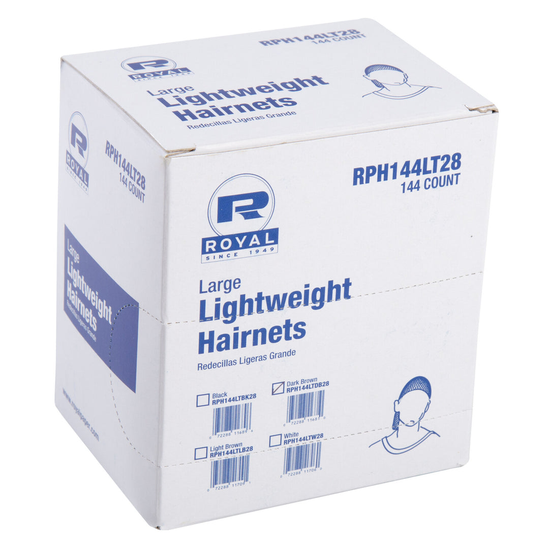 Royal 28 Inch Latex Free Dark Brown Light Weight Hairnet-144 Each-20/Case