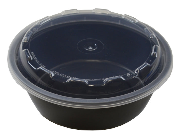 Cubeware 18 oz. Round Container Black Base With Clear Lid-150 Set-1/Case