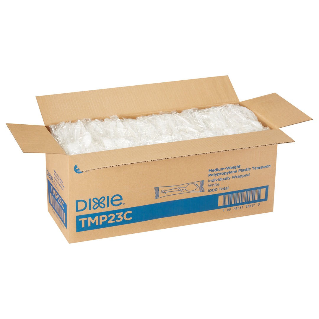 Dixie Medium Weight Polypropylene Individually Wrapped White Teaspoon-1000 Count-1/Case