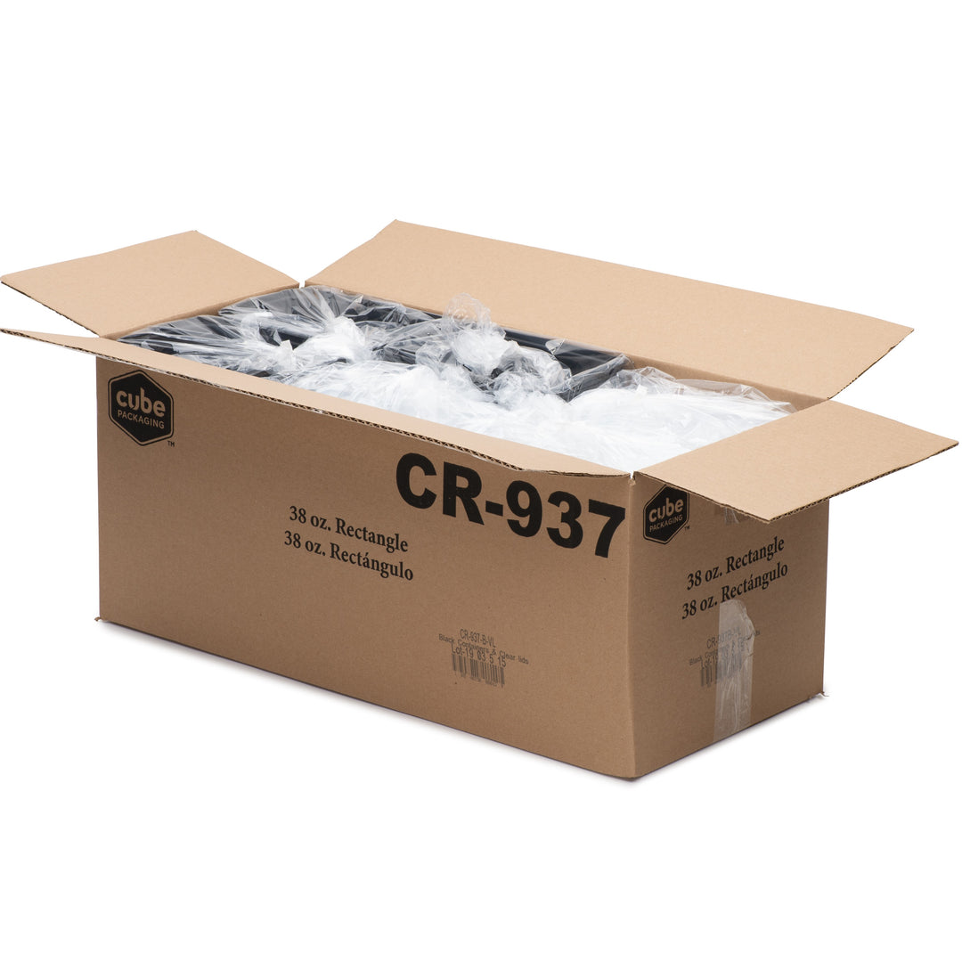 Cubeware 38 oz. Rectangular Black & Clear Vented Lid-150 Set-1/Case