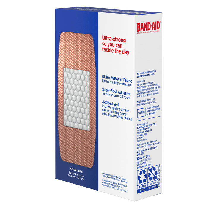 Band Aid Tough Strips Extra Large Bandages Box-10 Count-6/Box-4/Case