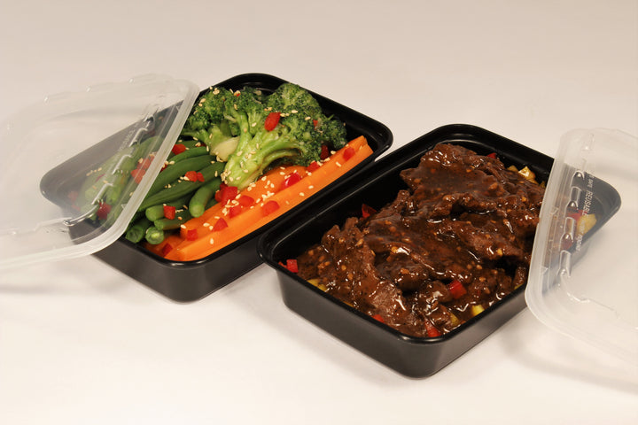 Cubeware 16 oz. Rectangular Container Black Base With Clear Lid-150 Set-1/Case