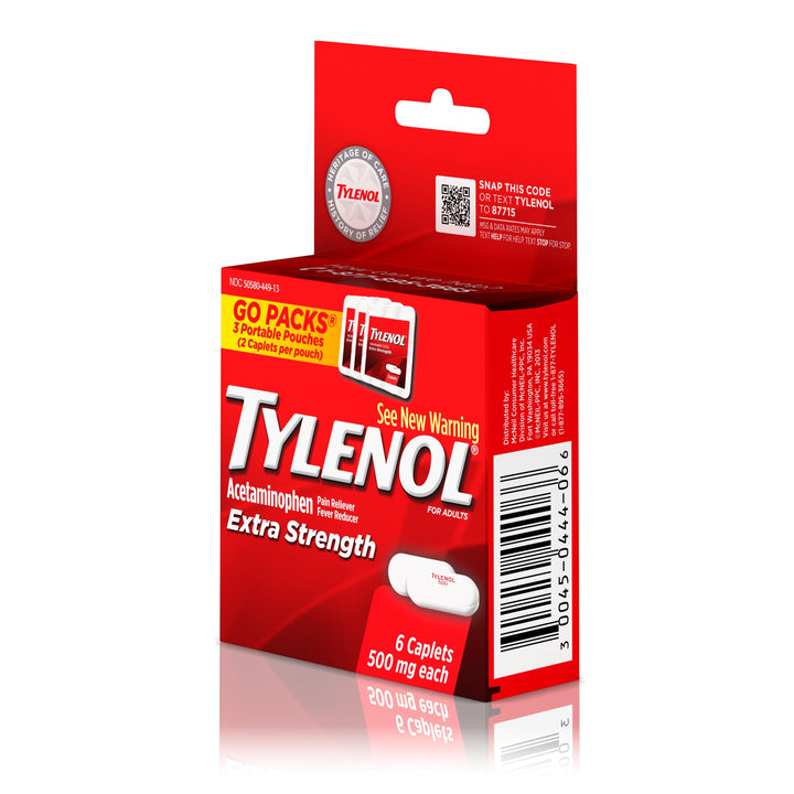 Tylenol Go Pack Clear Plastic-6 Count-6/Box-12/Case