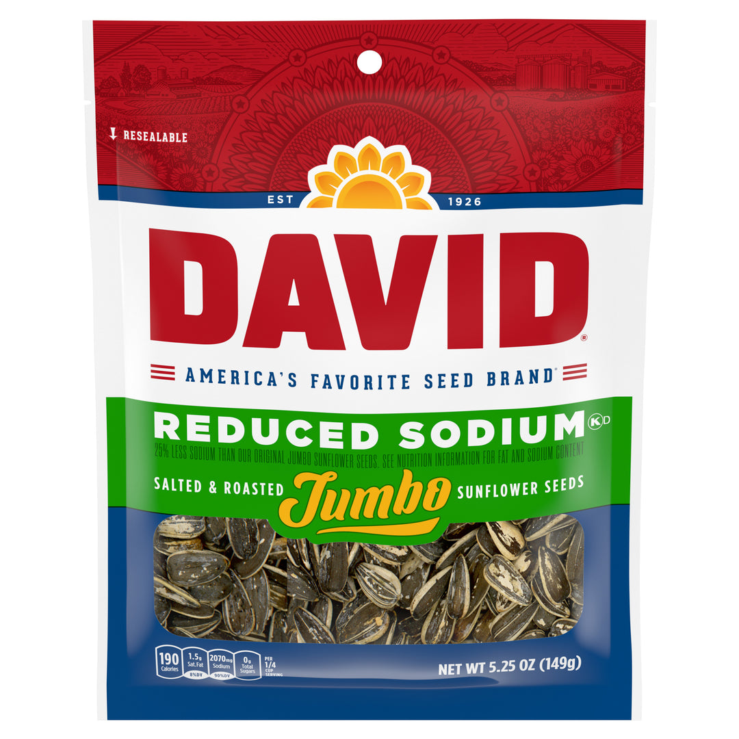 David Reduced Sodium In-Shell Sunflower Seeds-5.25 oz.-12/Case