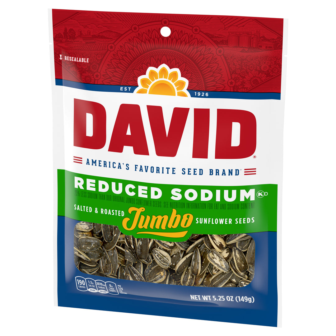 David Reduced Sodium In-Shell Sunflower Seeds-5.25 oz.-12/Case