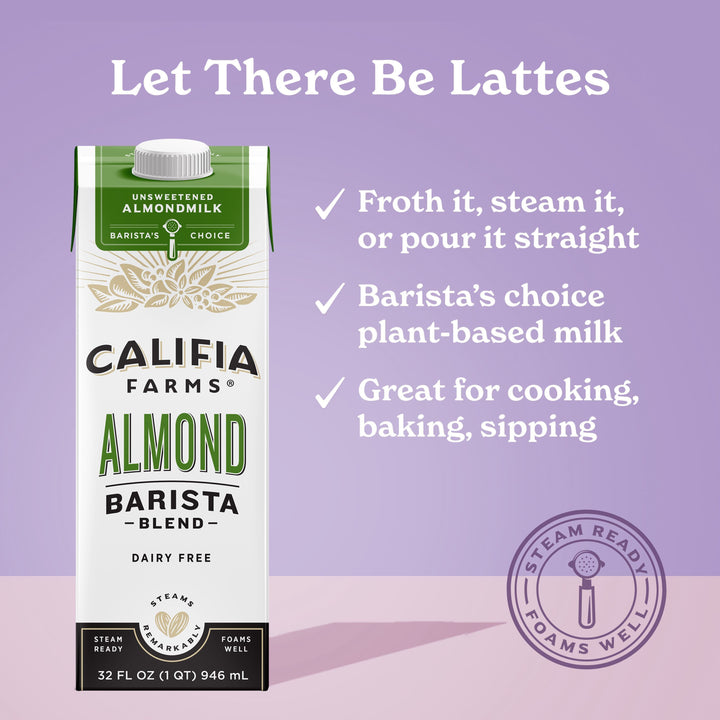 Califia Farms Unsweetened Almond Milk Barista Blend-32 fl oz.-6/Case