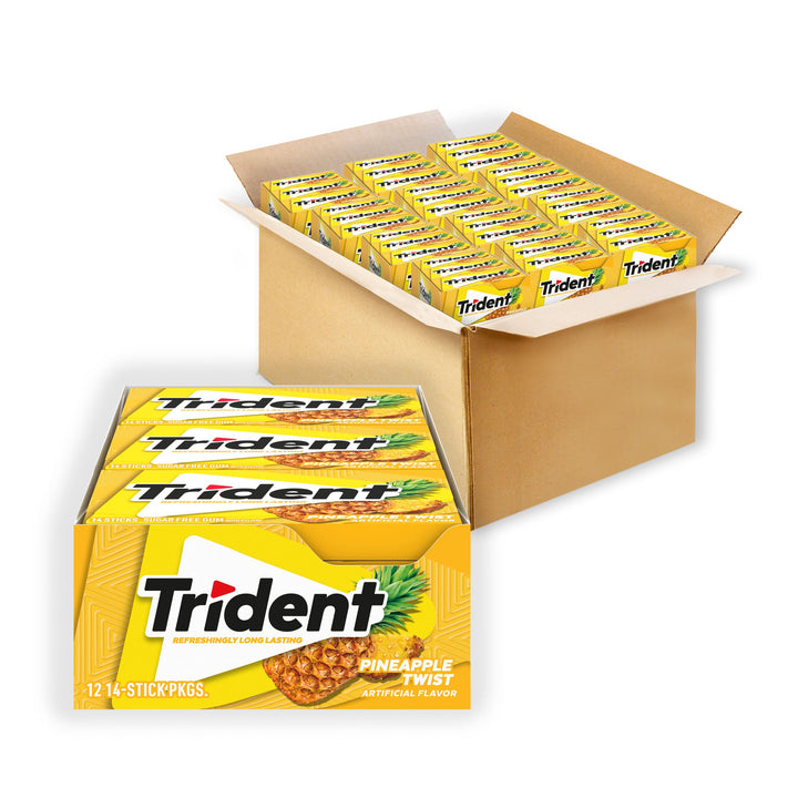 Trident Pineapple Twist Sugar Free Gum-14 Count-12/Box-12/Case