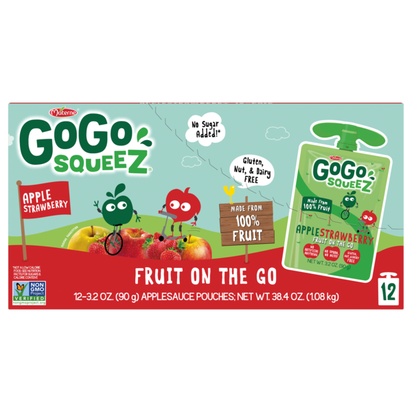 Gogo Squeez Apple Strawberry-12 Each-6/Case