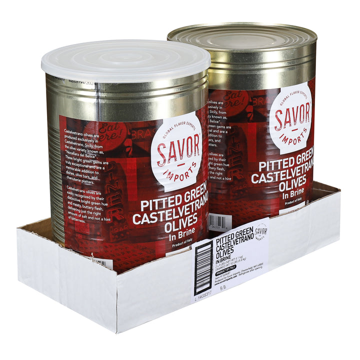 Savor Imports Canned Green Castelvetrano Pitted Olives In Brine 2.23 Kilograms- 2/Case Olives-2.23 Kilogram-2/Case