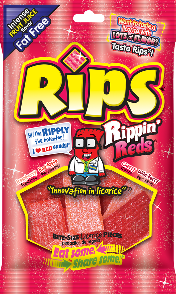 Rips Bite Size Rippin Reds Pieces Peg Bag-4 oz.-12/Case