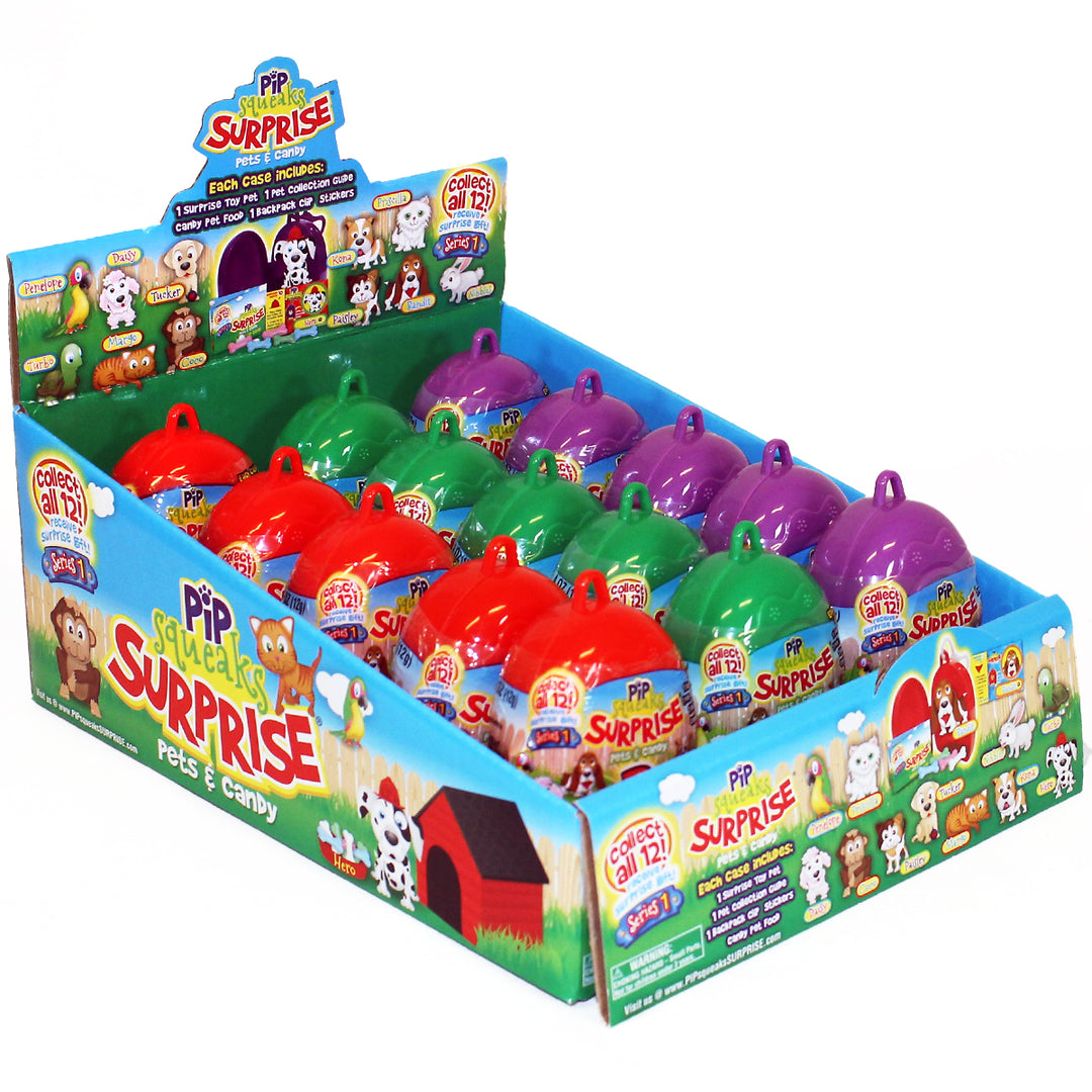 Pip Squeaks Surprise Collectible Surprise Pets & Candy Display Carton-0.4 oz.-15/Box-4/Case