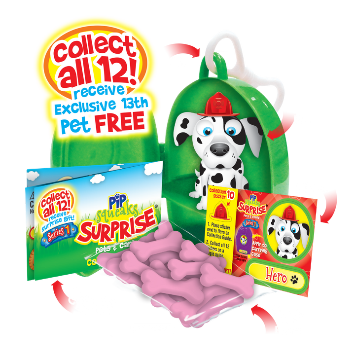 Pip Squeaks Surprise Collectible Surprise Pets & Candy Display Carton-0.4 oz.-15/Box-4/Case