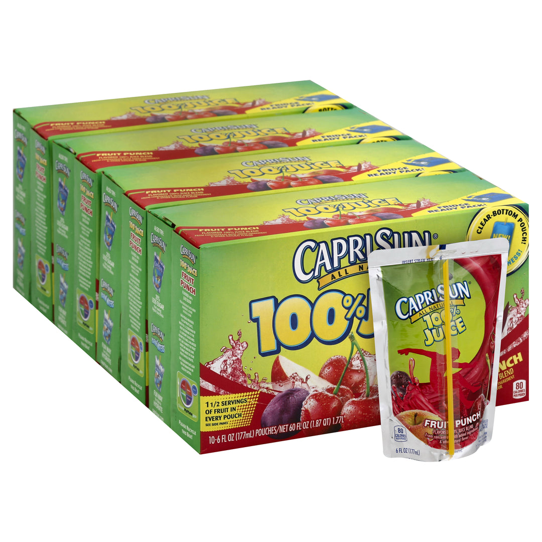 Capri Sun 100% Juice Ready To Drink Fruit Punch Juice-6 fl oz.s-40/Case