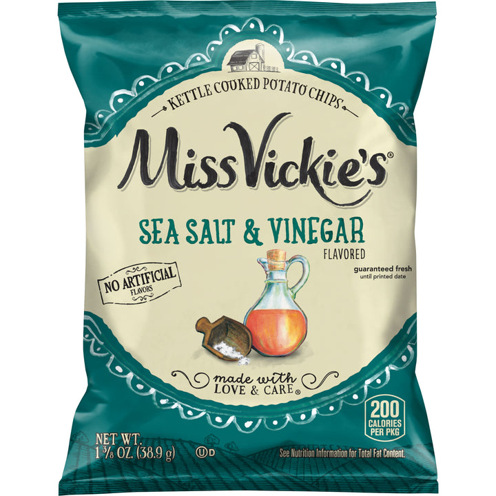 Miss Vickie's Sea Salt Vinegar Kettle Cooked Potato Chips-1.375 oz.-64/Case
