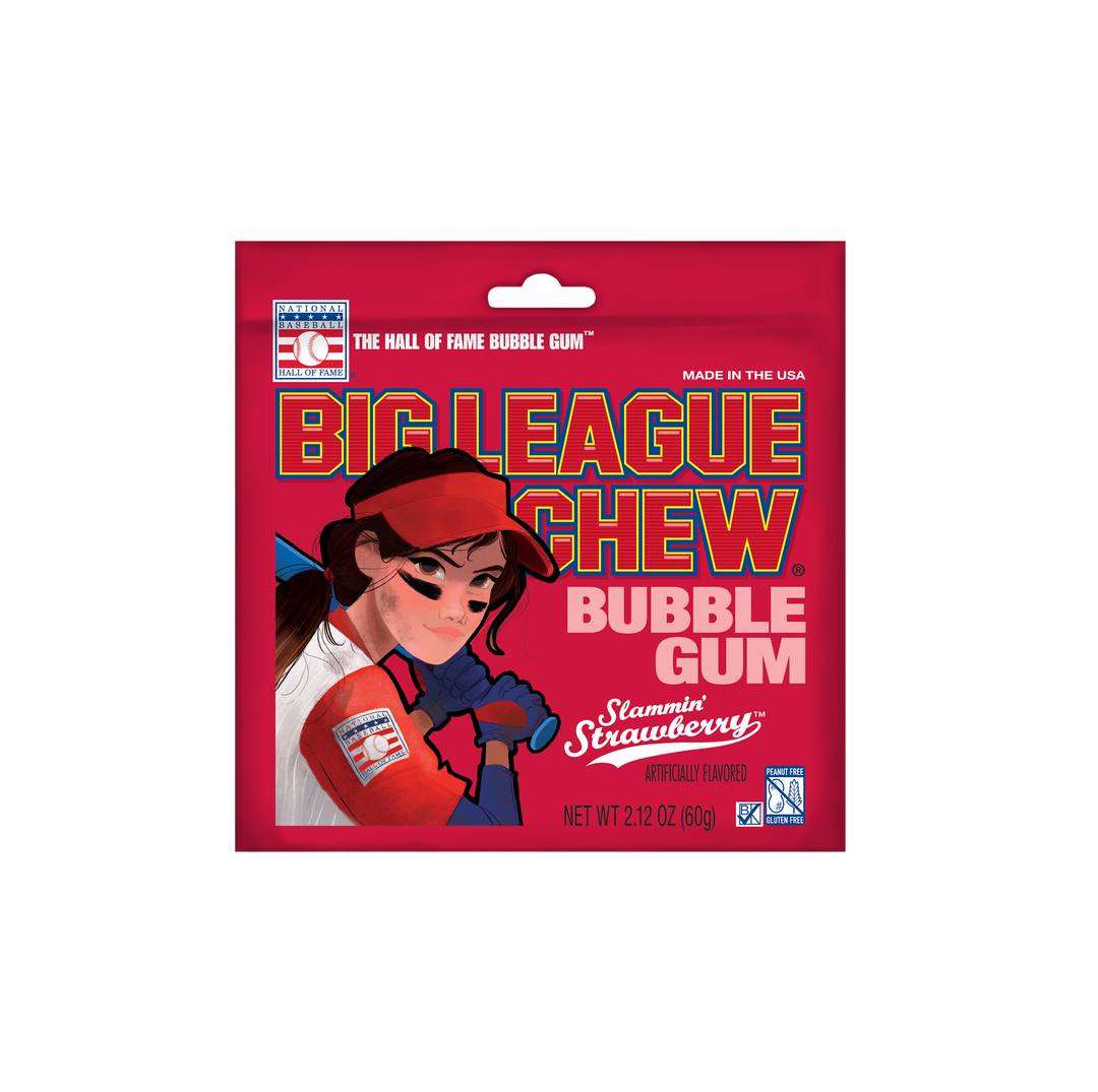 Big League Chew Strawberry Girl Pouch-2.12 oz.-12/Box-9/Case