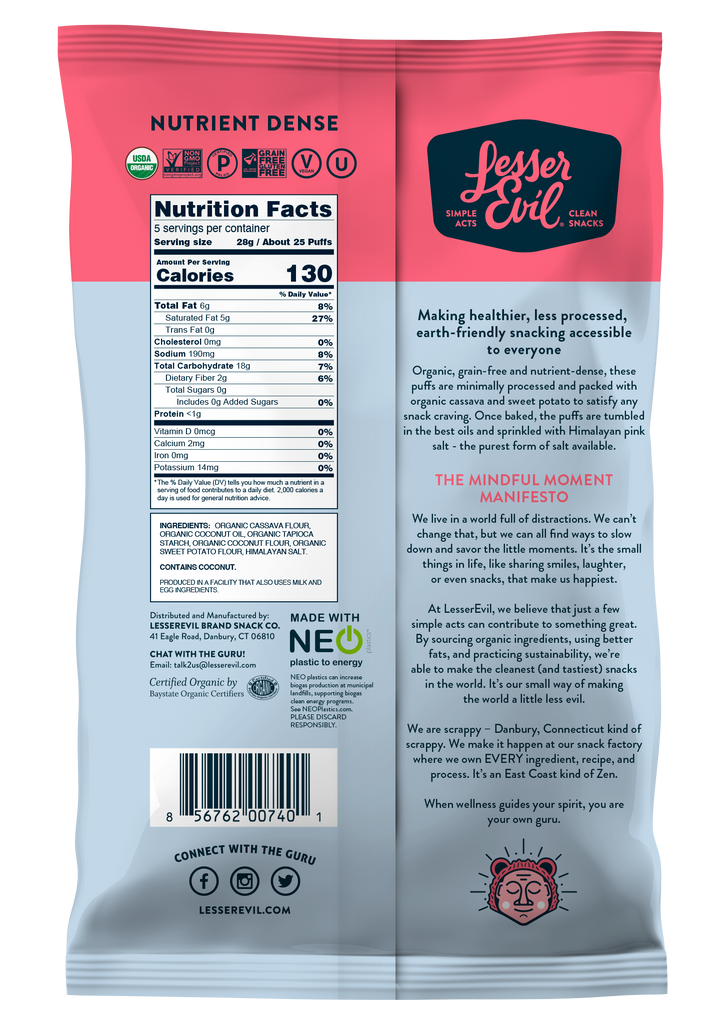Lesserevil Paleo Puff Himalayan Pink Salt-5 oz.-9/Case