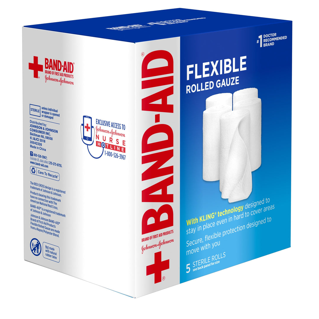 Band Aid 3 Inch X 1.2 Yard Roll Flex Gauze-5 Count-2/Box-6/Case