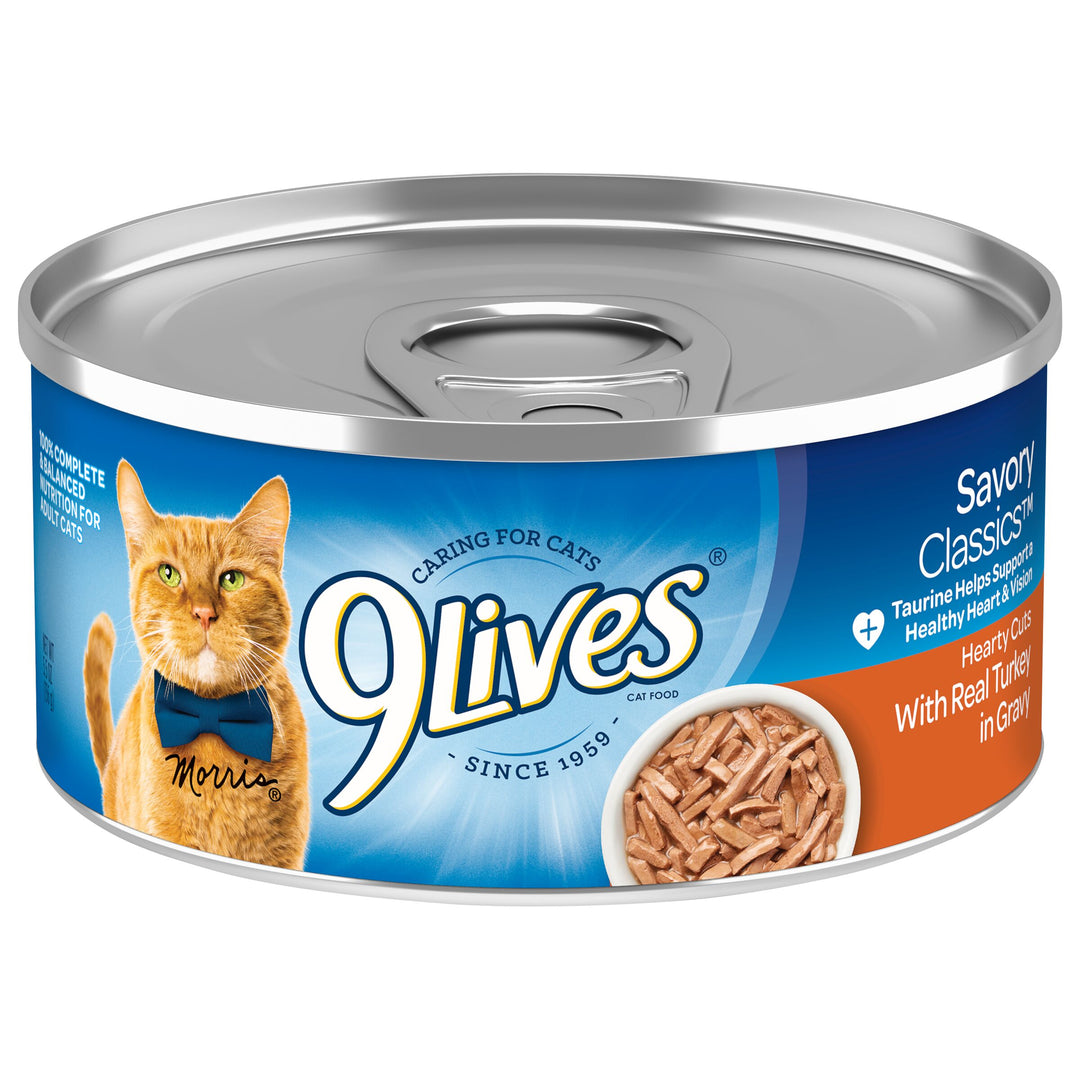 9 Lives Cat Food Hearty Cuts Real Turkey-5.5 oz.-24/Case