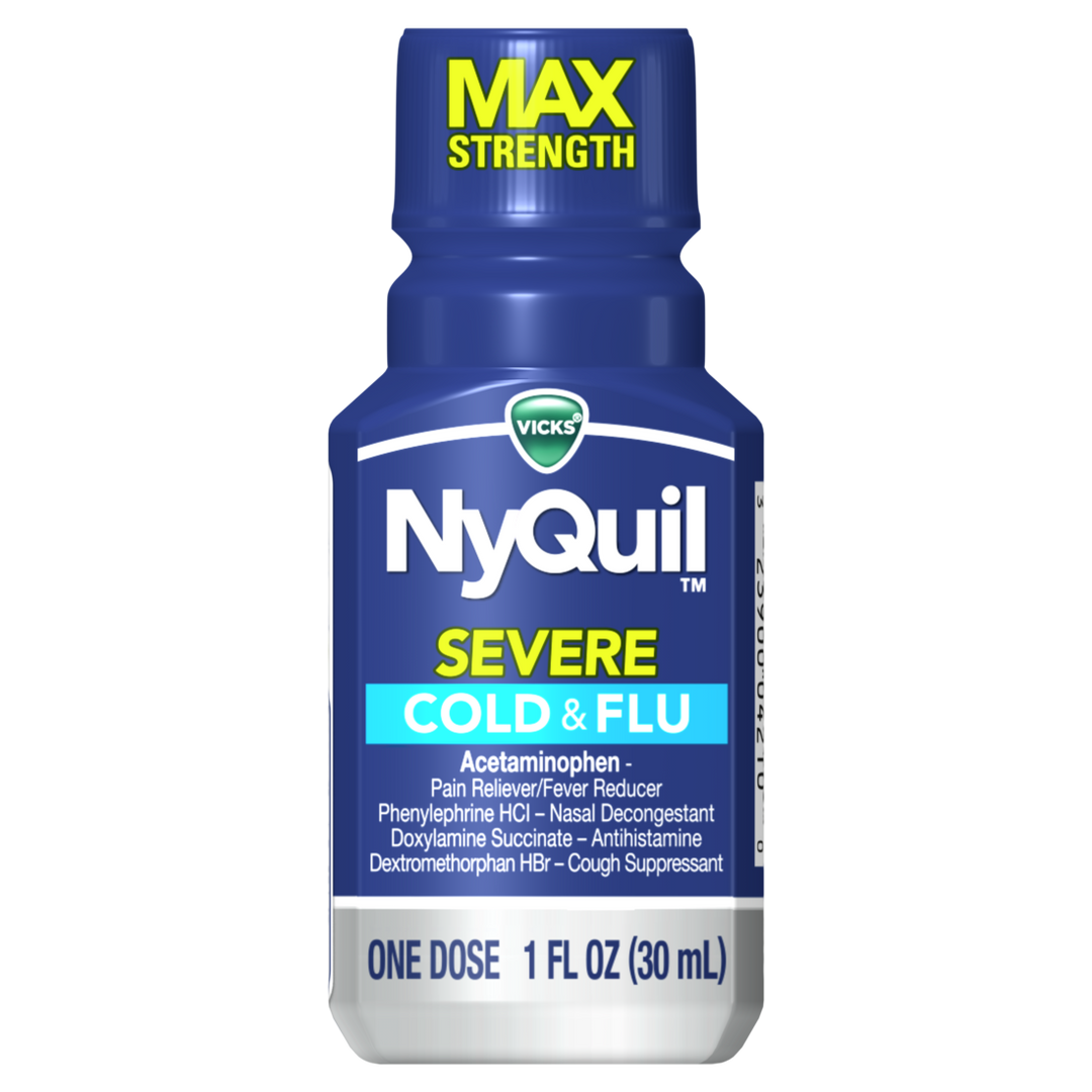 Vicks Nyquil Severe Multi Sympton-1 fl oz.s-8/Box-4/Case