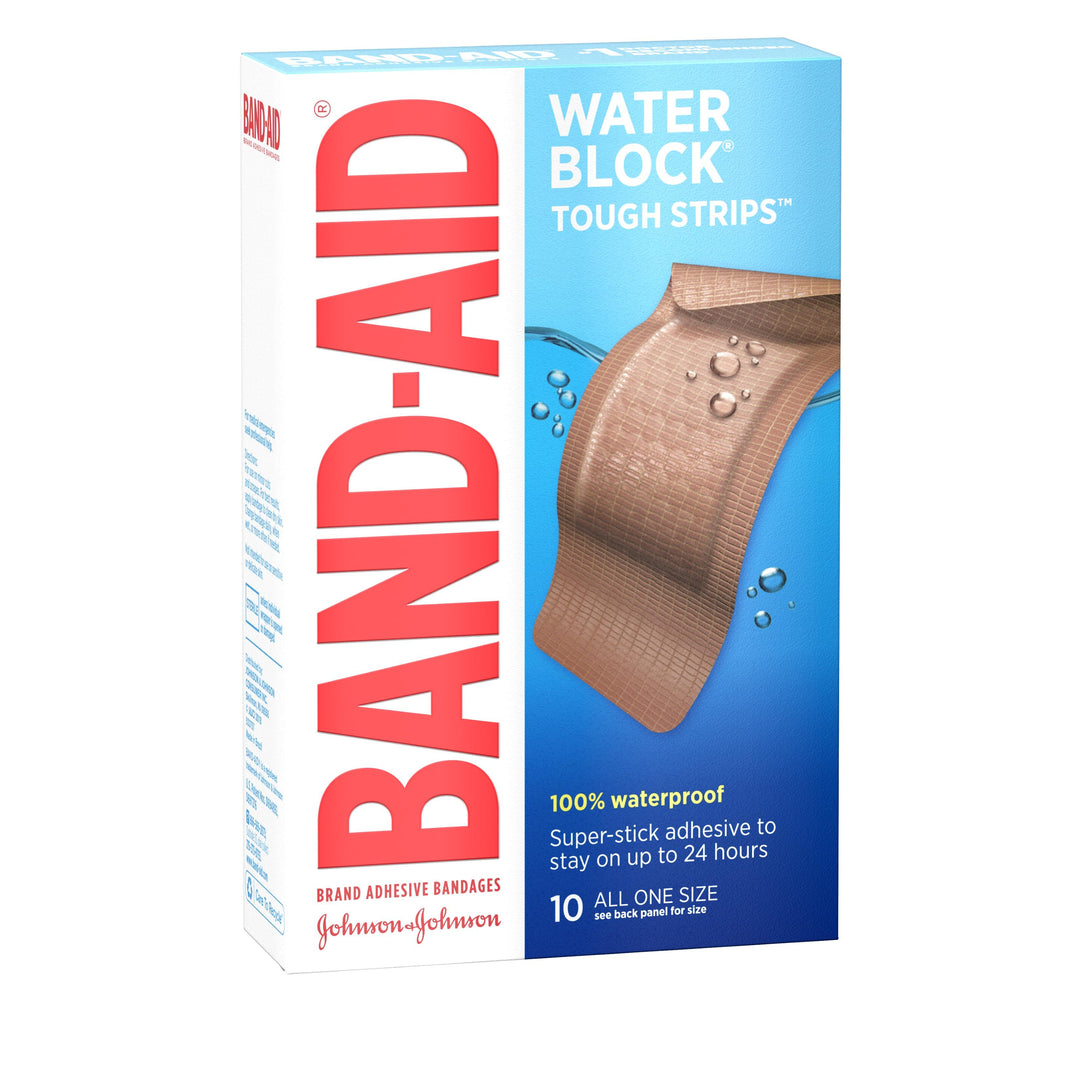 Band Aid Water Block Tough Strip Extra Large Bandages Box-10 Count-6/Box-4/Case