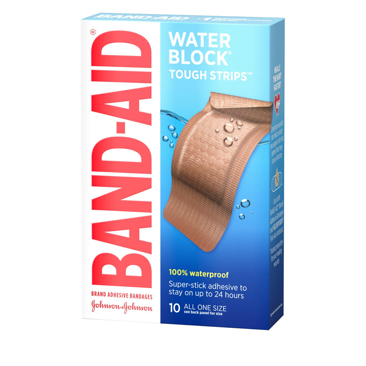 Band Aid Water Block Tough Strip Extra Large Bandages Box-10 Count-6/Box-4/Case