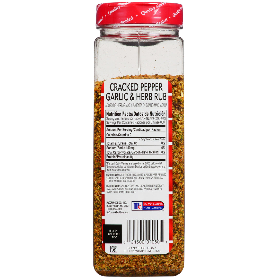 Lawry's Cracked Pepper Garlic Herb Rub-24 oz.-6/Case