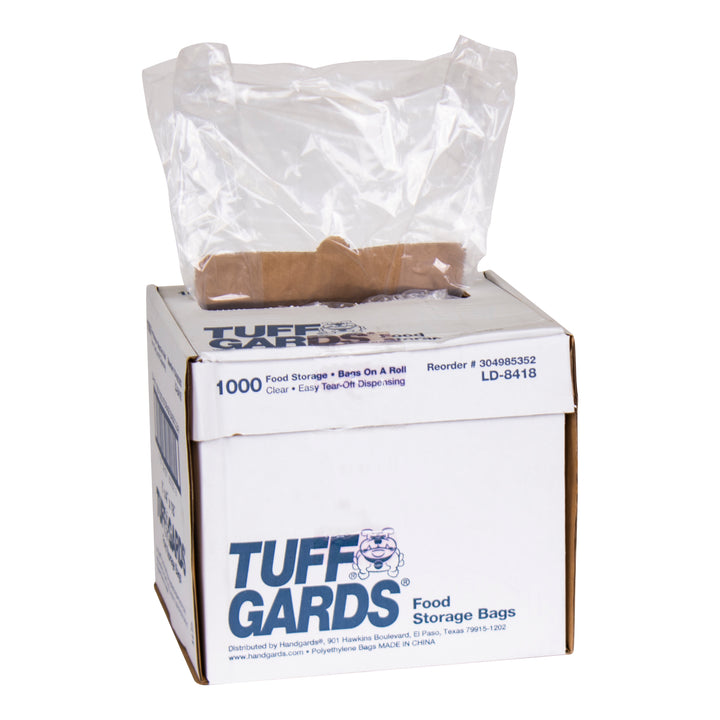 Tuffgards 8 Inch X 4 Inch X 18 Inch .6 Mil Low Density Roll Pack Easy Tear Clear Food Storage Bag-1000 Each-1000/Box-1/Case