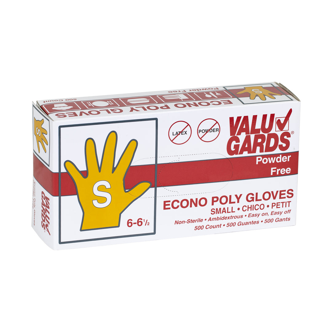 Valugards Powder Free Econo Poly Small Glove-500 Each-500/Box-10/Case