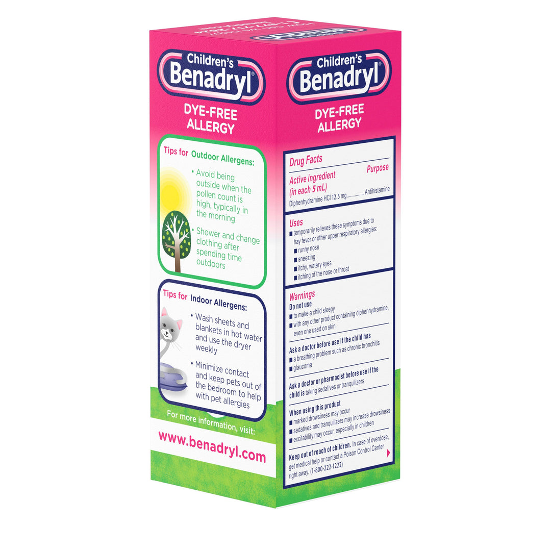 Benadryl Children's Dye Free Allergy Liquid Bubblegum-4 fl oz.s-3/Box-12/Case