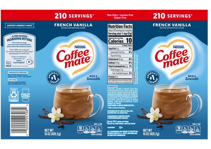 Coffee Mate French Vanilla Powder Creamer-15 oz.-6/Case