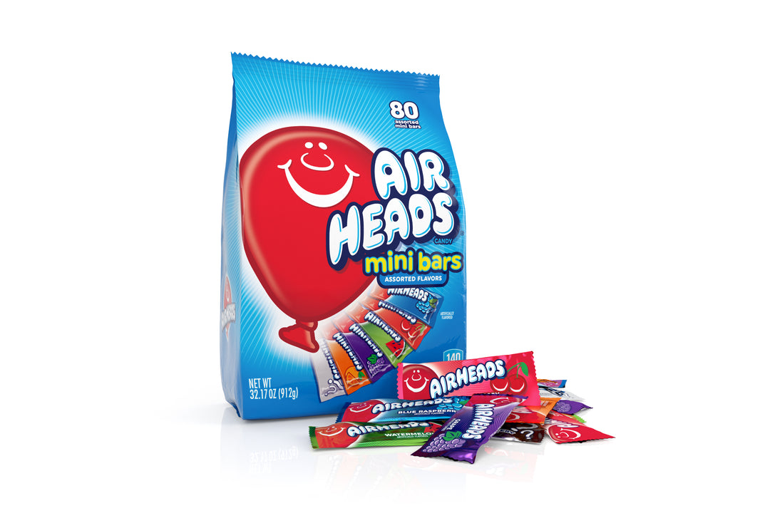 Airheads Mini Assorted Flavor Grape-Orange-Cherry-White Mystery-Blue Raspberry-And Watermelon-32.17 oz.-4/Case
