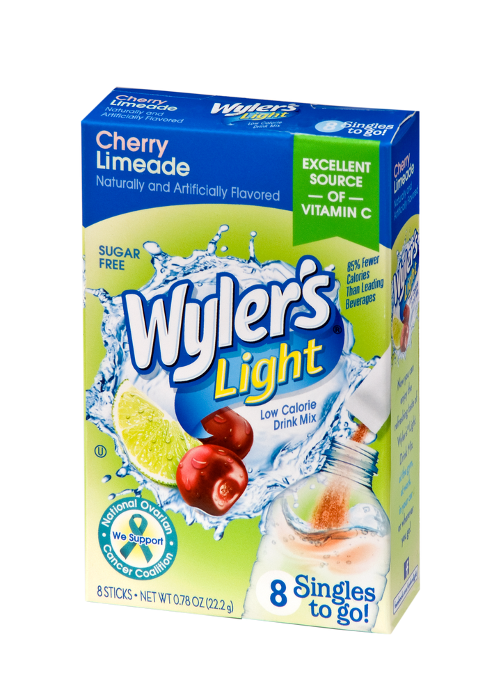 Wylers Light Cherry Limeade Drink Mix Singles To Go-8 Count-12/Case