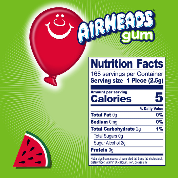 Airheads Sugar Free Watermelon Gum-14 Piece-12/Box-12/Case
