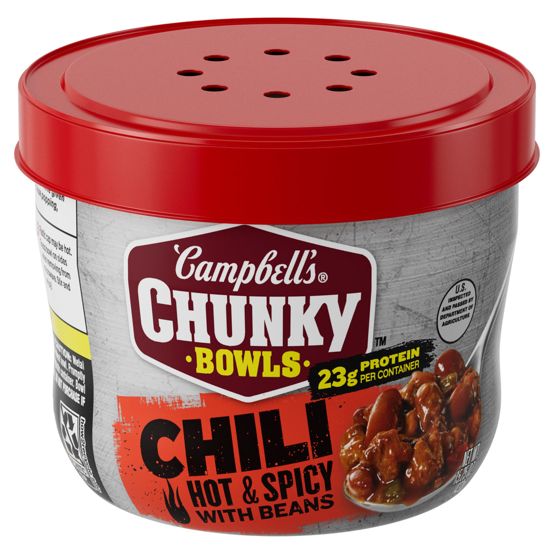 Campbell's Hot & Spicy With Beans Chili Microwaveable Soup-15.25 oz.-8/Case
