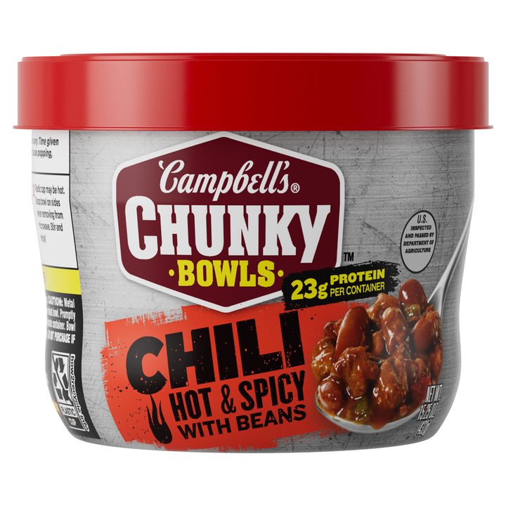 Campbell's Hot & Spicy With Beans Chili Microwaveable Soup-15.25 oz.-8/Case