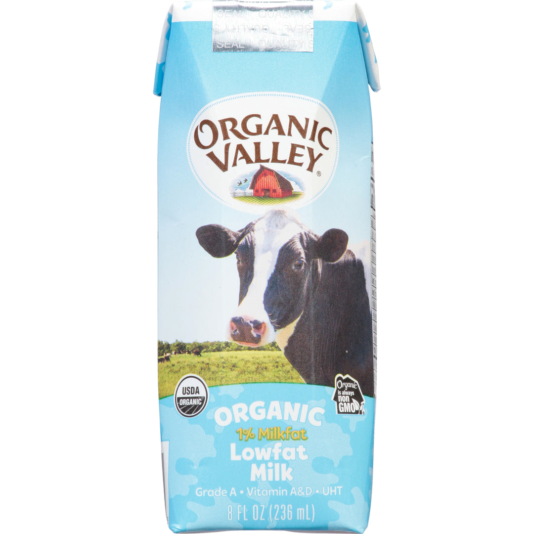 Organic Valley 1% Low Fat Single Serve Milk-8 fl oz.-24/Case