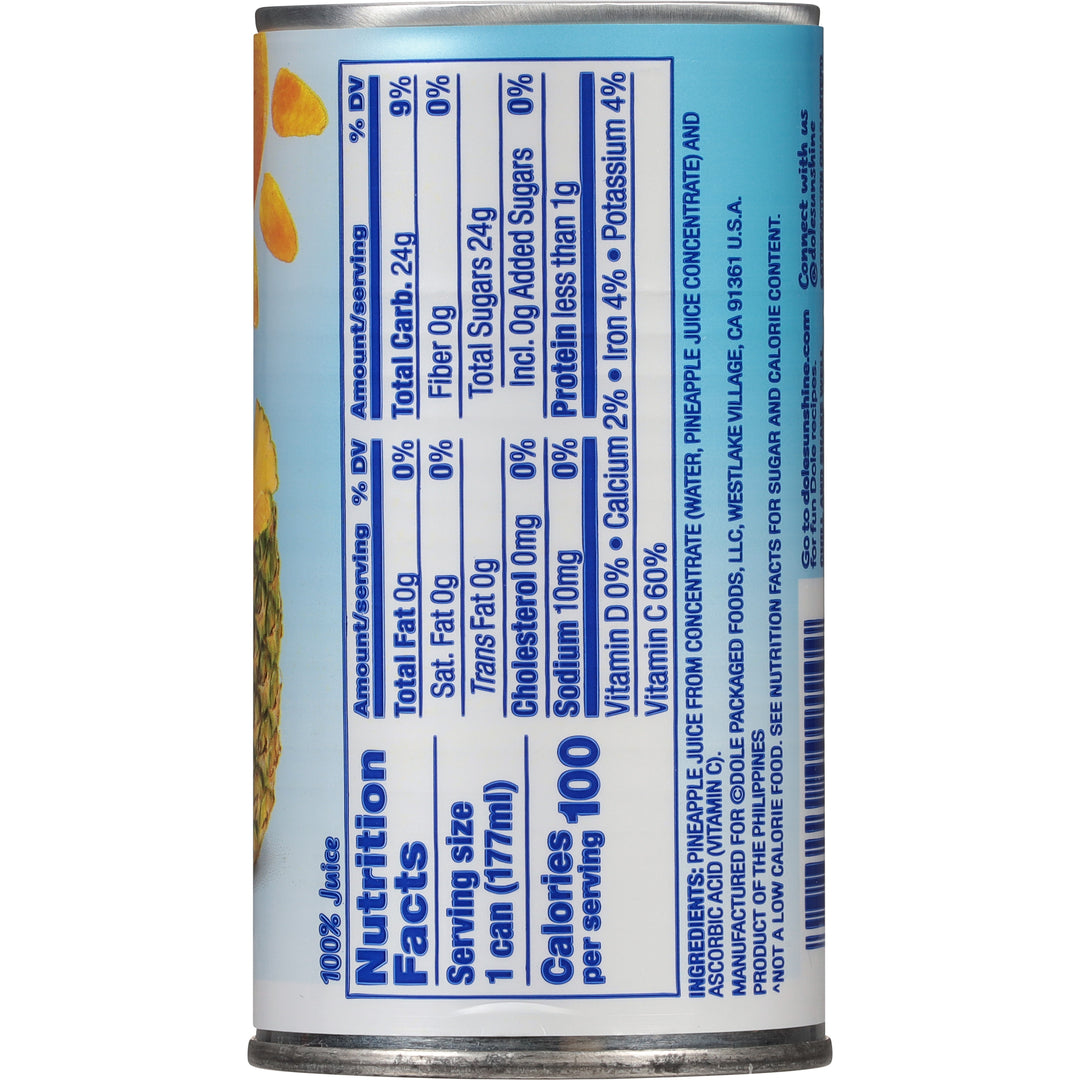 Dole Pineapple Juice-6 oz.-48/Case