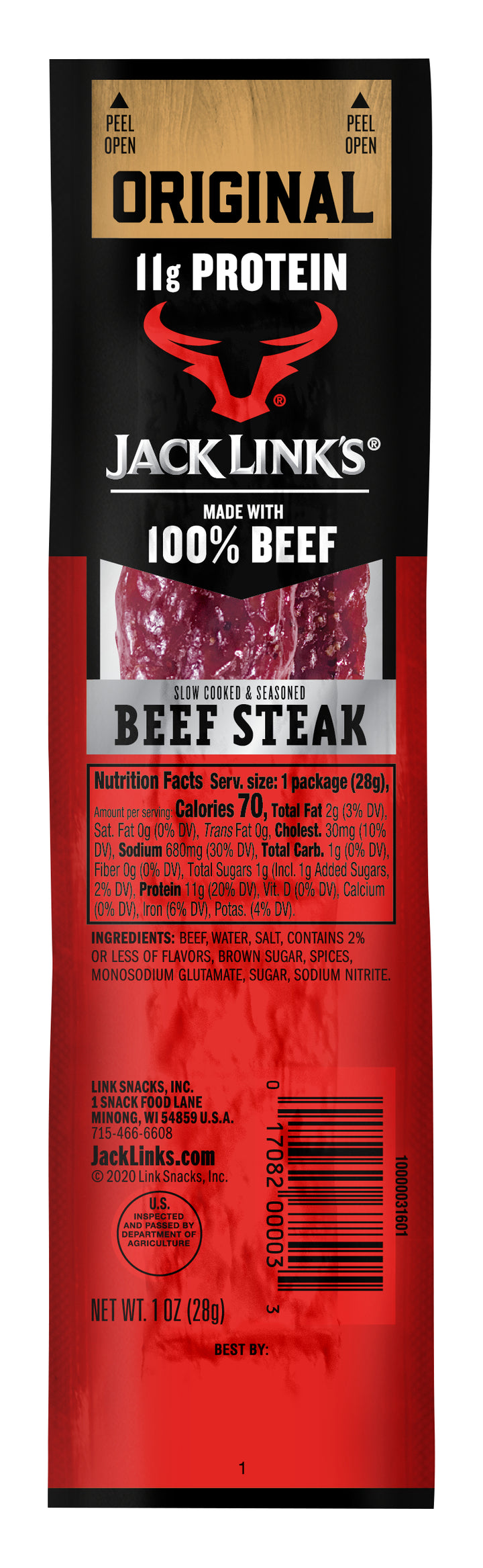 Jack Link's Original Beef Steak-1 oz.-12/Box-12/Case