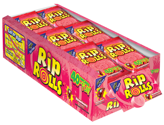 Rip Rolls Strawberry Display Carton-1.4 oz.-24/Box-12/Case