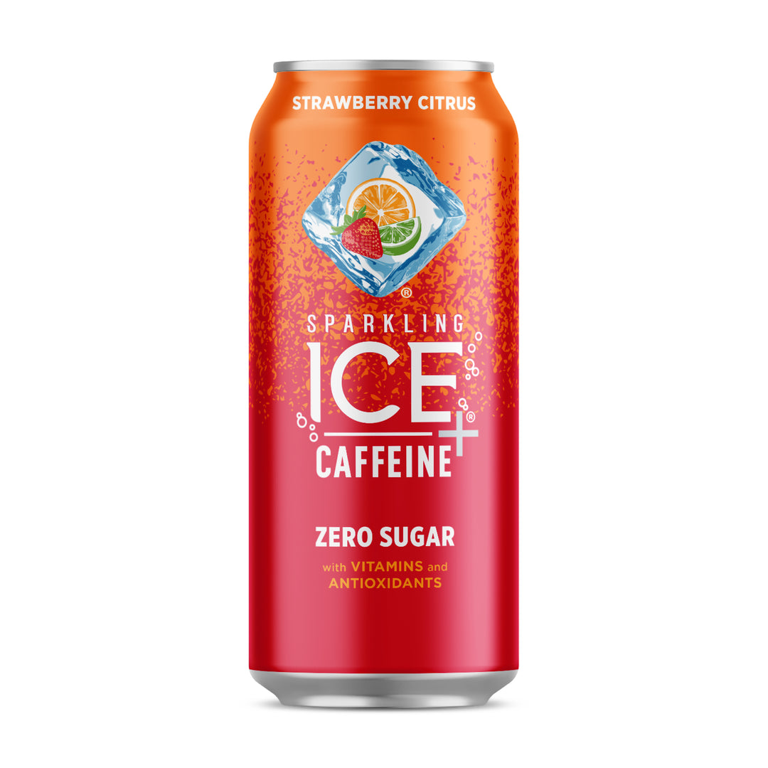 Sparkling Ice Plus Caffeine Strawberry Citrus Flavored Sparkling Water-16 fl oz.-12/Case