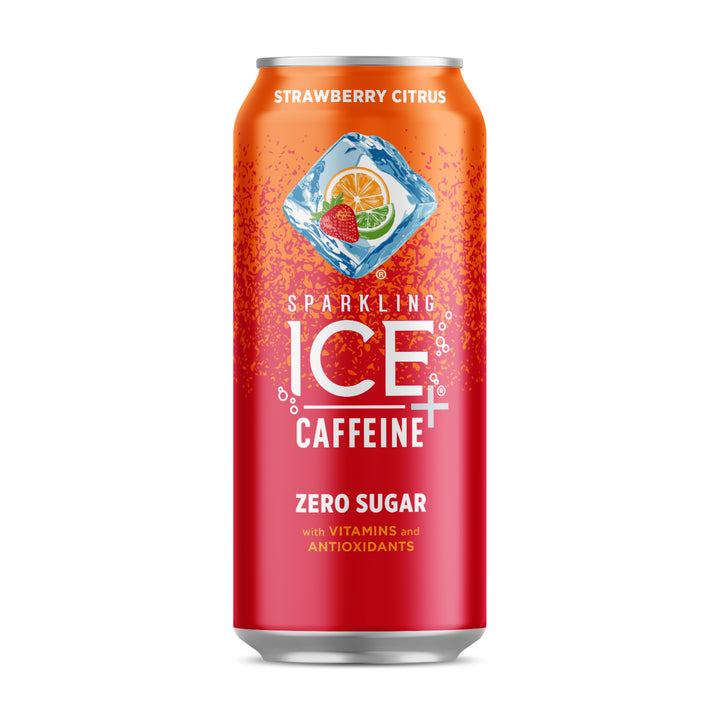Sparkling Ice Plus Caffeine Strawberry Citrus Flavored Sparkling Water-16 fl oz.-12/Case