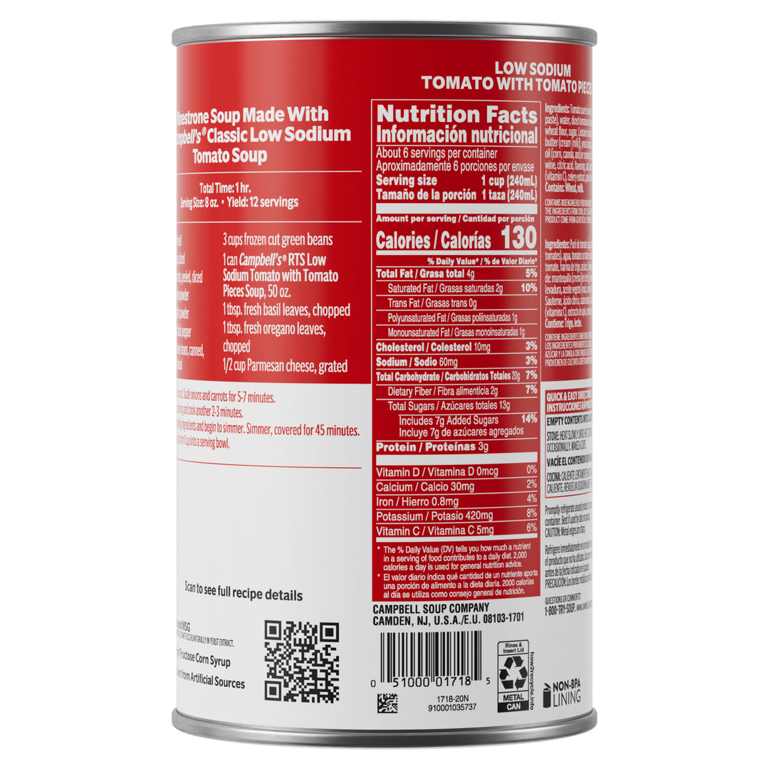 Campbell's Classic Low Sodium Tomato Shelf Stable Soup-50 oz.-12/Case
