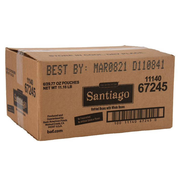 Baf Santiago Refried Beans Santiago Whole Pouch-29.77 oz.-6/Case