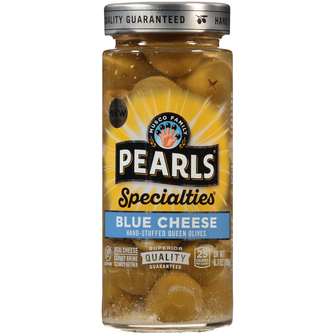 Pearls Blue Cheese Stuffed Queen Olives Jar-6.7 oz.-6/Case