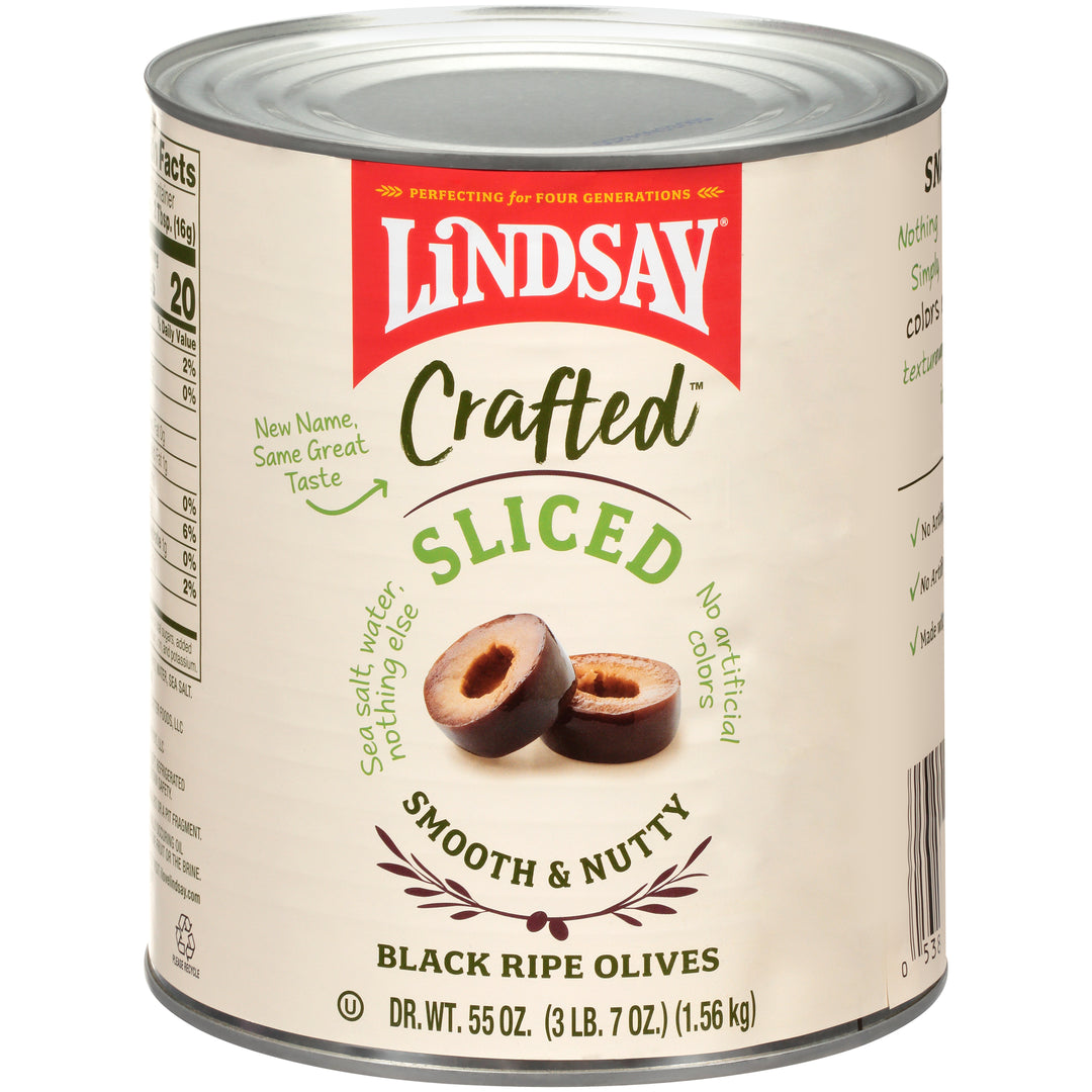 Lindsay Crafted Sliced Black Ripe Olives Canned-55 oz.-6/Case