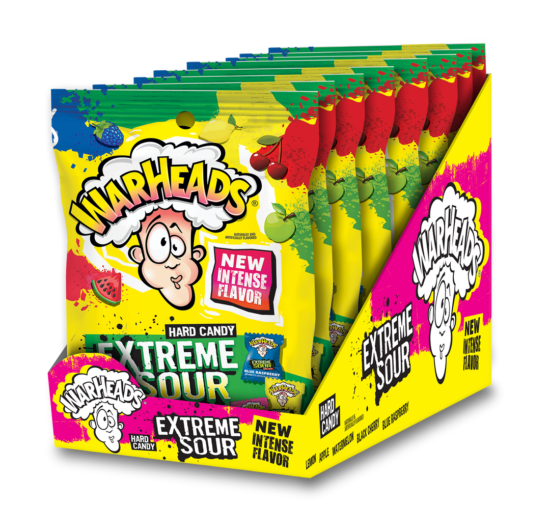Warheads Extreme Sour Hard Candy Peg Bag Drc-3.25 oz.-8/Case