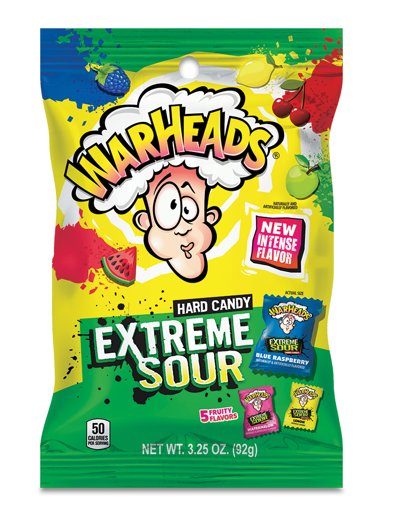 Warheads Extreme Sour Hard Candy Peg Bag Drc-3.25 oz.-8/Case