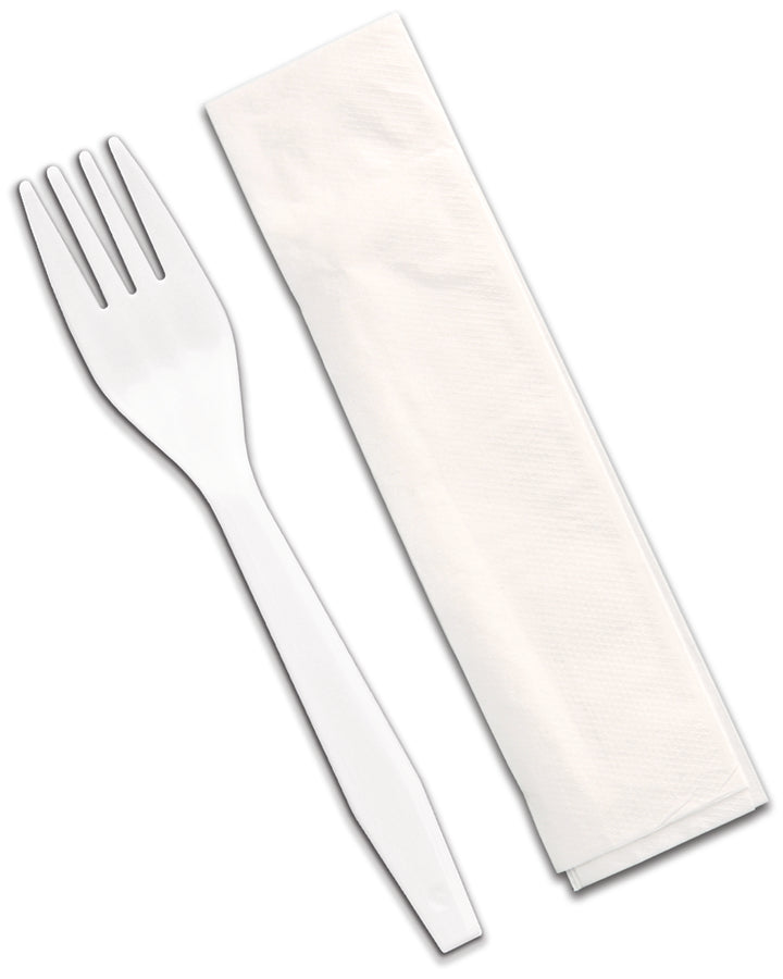 D & W Fine Pack Fork 10 Inch X 10 Inch 1 Ply Napkin Cutlery Kit-1000 Each-1000/Box-1/Case